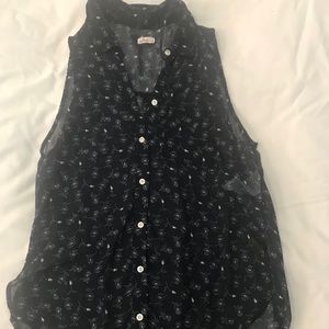 Hollister See Through Button Down Blouse